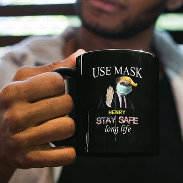 Personalized Dog Gift Idea - Workers Stay Safe Long Life Please Use Mask For Dog Lovers - Black Mug